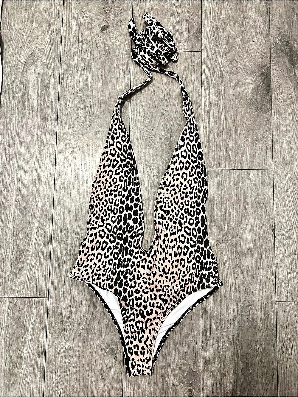 Leopard Print Versatile Multiway Monokini Swimsuit | Medium